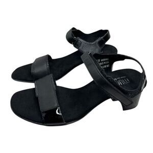 Munro Sandals‎ Size 8.5 Wide Black Open Toe Leather Denise II Block Heel NEW